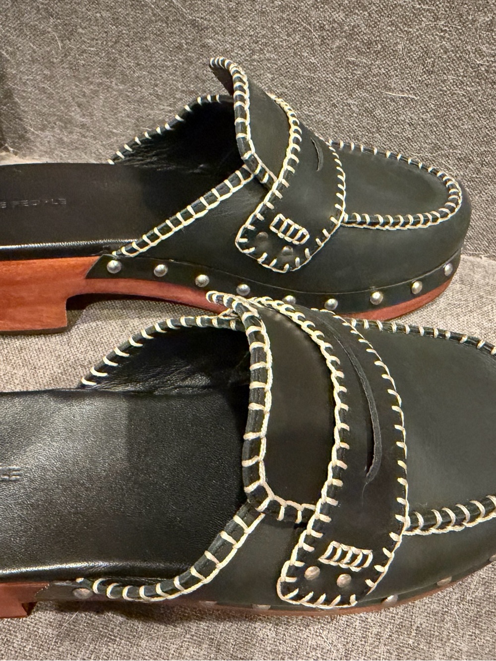 Free People Blanket Stitch Leather Clog size 9.5 - Picture 4 of 8